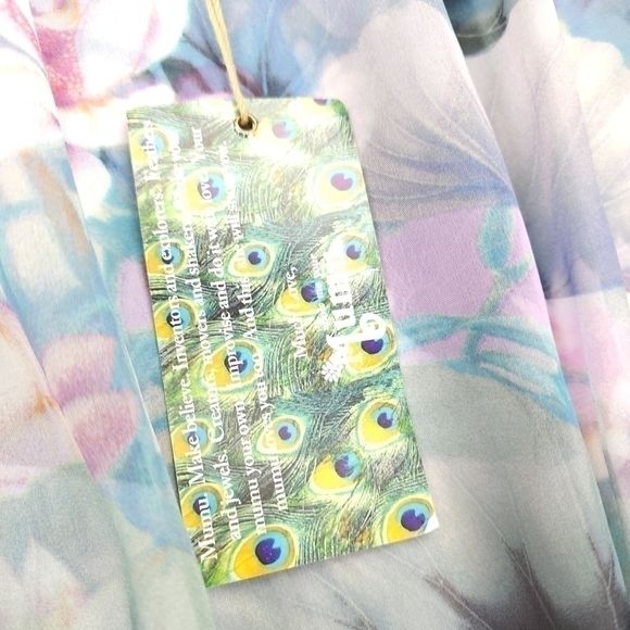 New Show Me Your Mumu Sheer Blue Green Pink Floral Rane Romper Sz S - Picture 7 of 13